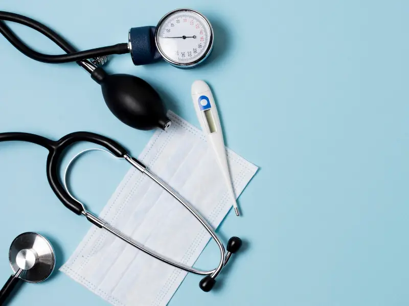 Flat lay health still life arrangement with copy space